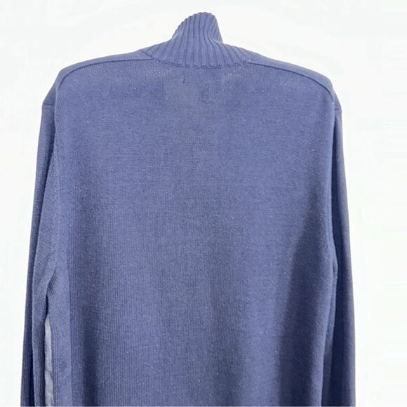 BR LT Indigo Denim Front Knit Full Zip Snap Front Mock Neck Cardigan - Picture 4 of 14